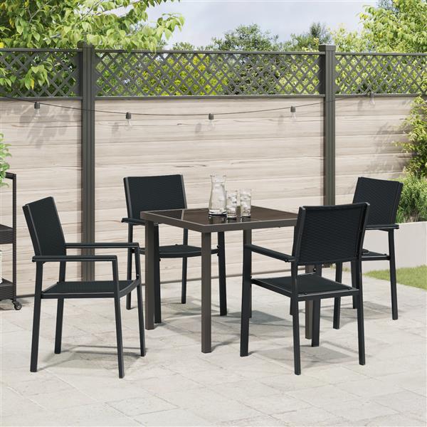 Grote foto vidaxl 5 delige tuin eetset zwart poly riet tuin en terras tuinmeubelen
