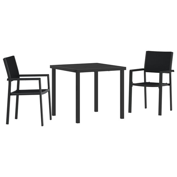 Grote foto vidaxl 3 delige tuin eetset zwart rattan tuin en terras tuinmeubelen