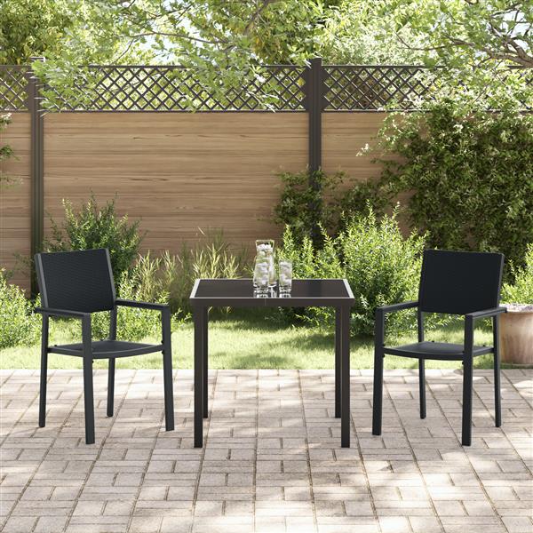 Grote foto vidaxl 3 delige tuin eetset zwart rattan tuin en terras tuinmeubelen