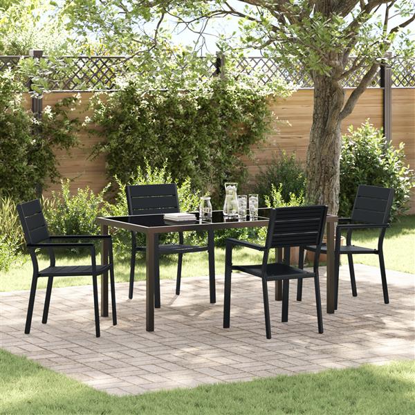 Grote foto vidaxl 5 delige tuinset zwart hdpe tuin en terras tuinmeubelen