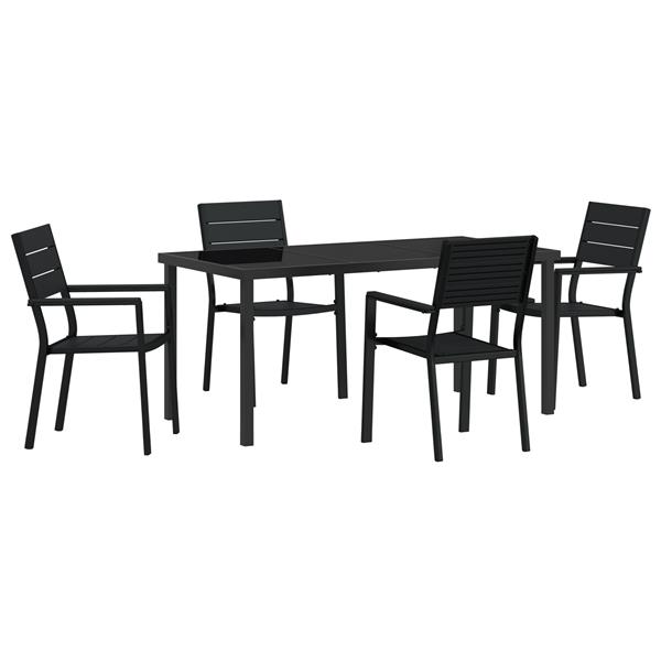 Grote foto vidaxl 5 delige tuinset zwart hdpe tuin en terras tuinmeubelen