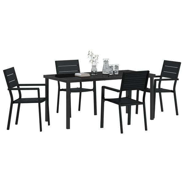 Grote foto vidaxl 5 delige tuinset zwart hdpe tuin en terras tuinmeubelen