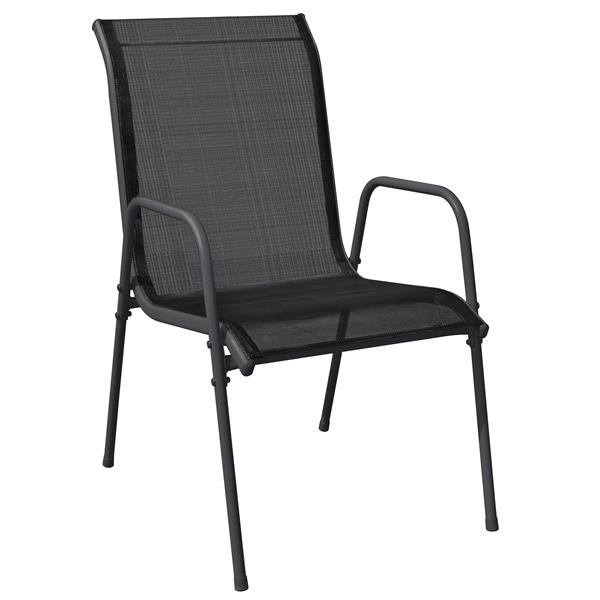 Grote foto vidaxl 3 delige eetset voor in de tuin zwart textilene en staal tuin en terras tuinmeubelen