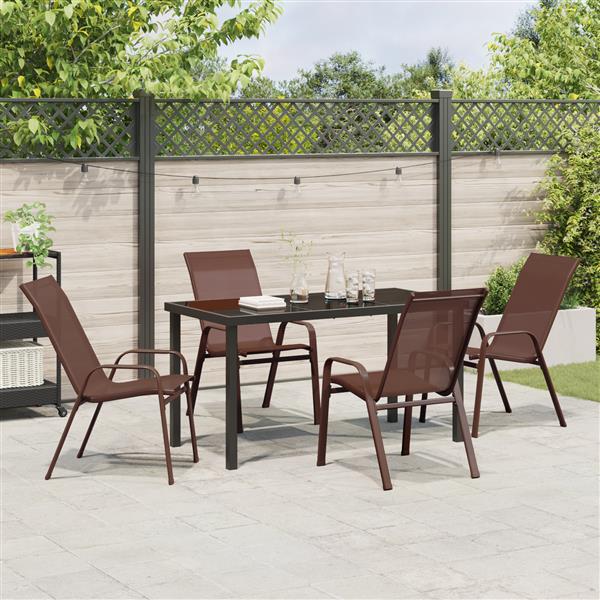 Grote foto vidaxl 5 delige tuinset textileen en staal bruin tuin en terras tuinmeubelen