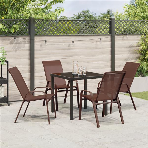Grote foto vidaxl 5 delige tuinset textileen en staal bruin tuin en terras tuinmeubelen