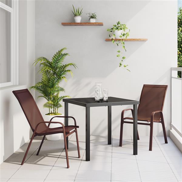 Grote foto vidaxl 3 delige tuinset textileen en staal bruin tuin en terras tuinmeubelen