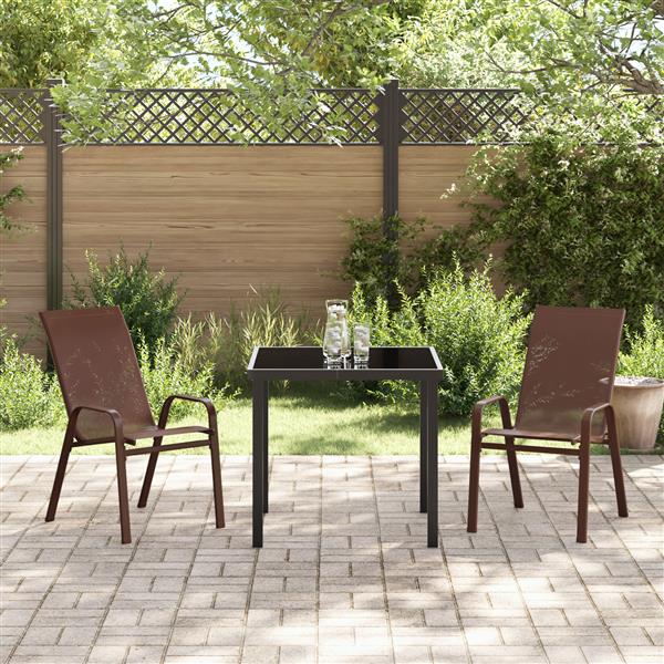 Grote foto vidaxl 3 delige tuinset textileen en staal bruin tuin en terras tuinmeubelen