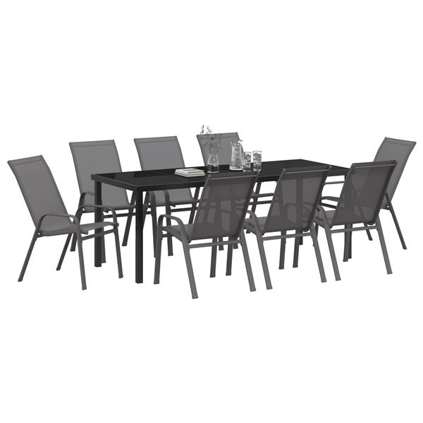 Grote foto vidaxl 9 delige tuinset textileen en staal grijs tuin en terras tuinmeubelen