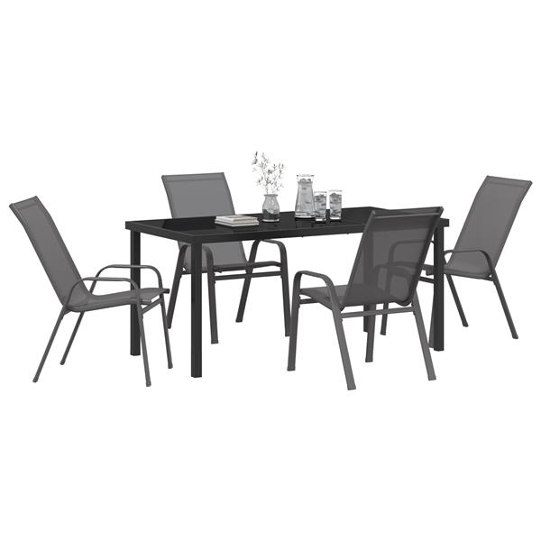 Grote foto vidaxl 5 delige tuinset textileen en staal grijs tuin en terras tuinmeubelen