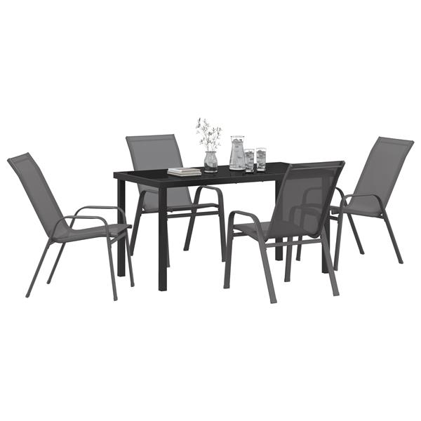 Grote foto vidaxl 5 delige tuinset textileen en staal grijs tuin en terras tuinmeubelen