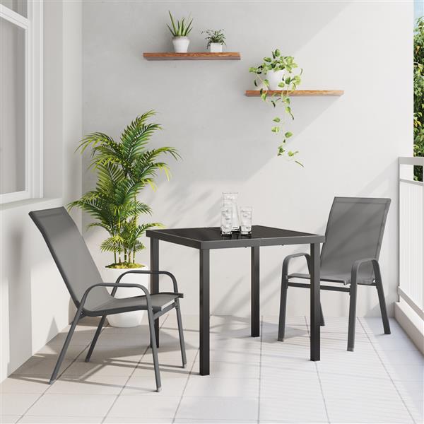 Grote foto vidaxl 3 delige tuinset textileen en staal grijs tuin en terras tuinmeubelen