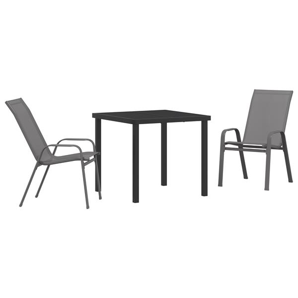 Grote foto vidaxl 3 delige tuinset textileen en staal grijs tuin en terras tuinmeubelen