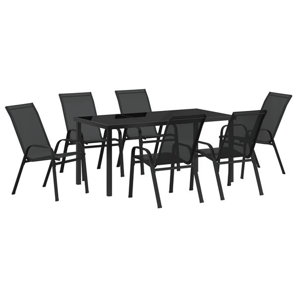 Grote foto vidaxl 7 delige tuinset textileen en staal zwart tuin en terras tuinmeubelen
