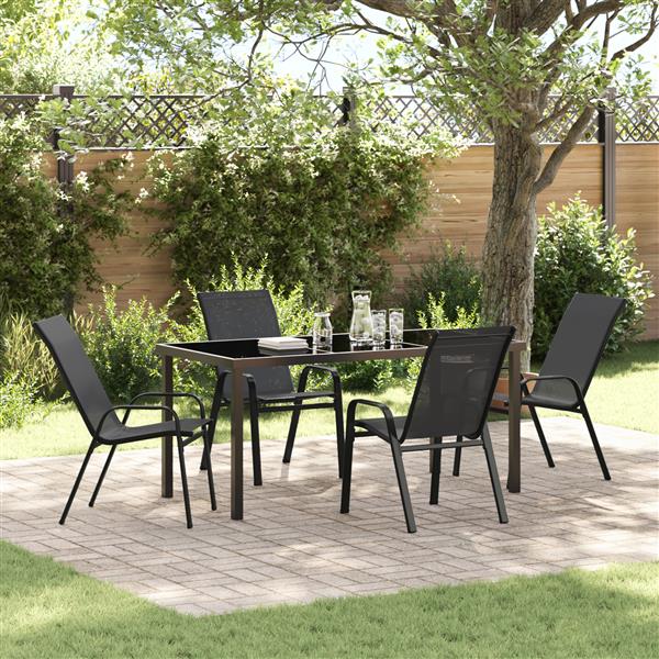 Grote foto vidaxl 5 delige tuinset textileen en staal zwart tuin en terras tuinmeubelen