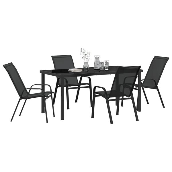 Grote foto vidaxl 5 delige tuinset textileen en staal zwart tuin en terras tuinmeubelen
