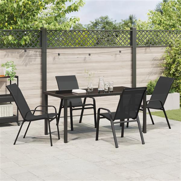 Grote foto vidaxl 5 delige tuinset textileen en staal zwart tuin en terras tuinmeubelen
