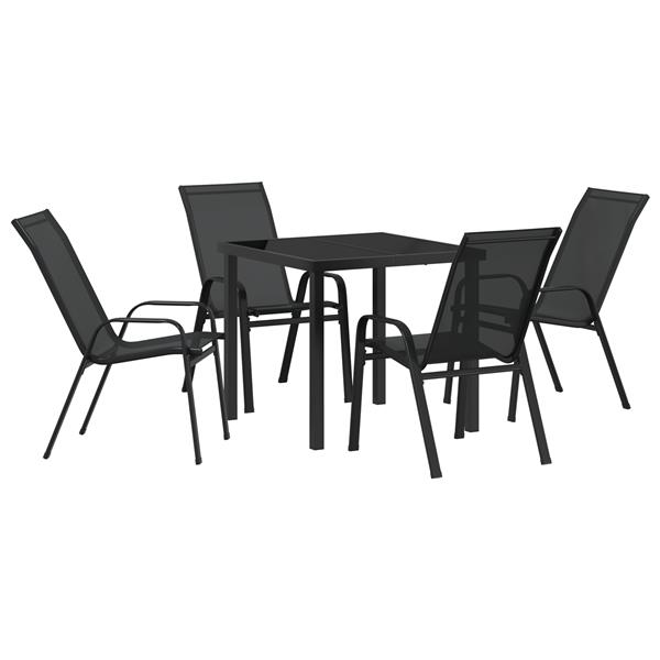 Grote foto vidaxl 5 delige tuinset textileen en staal zwart tuin en terras tuinmeubelen
