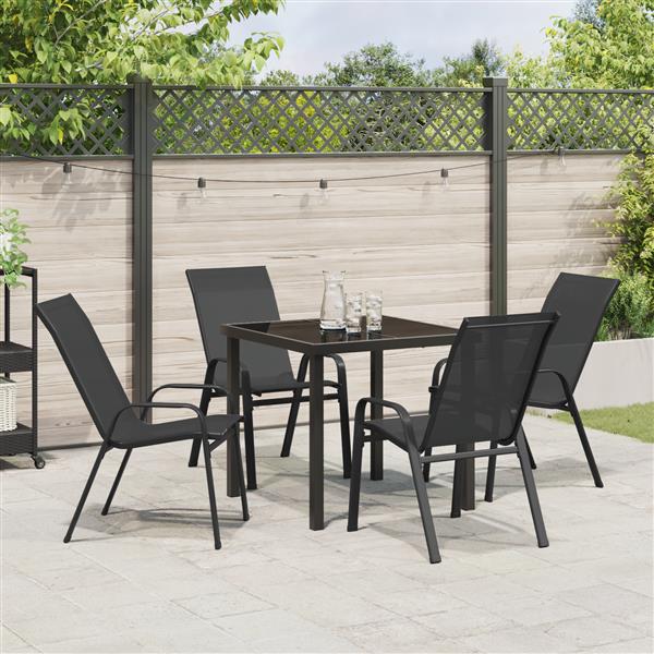 Grote foto vidaxl 5 delige tuinset textileen en staal zwart tuin en terras tuinmeubelen