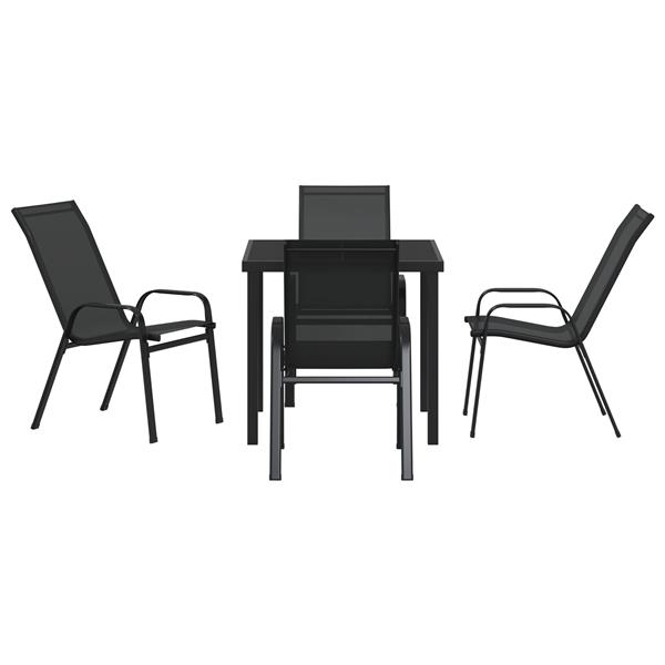 Grote foto vidaxl 5 delige tuinset textileen en staal zwart tuin en terras tuinmeubelen