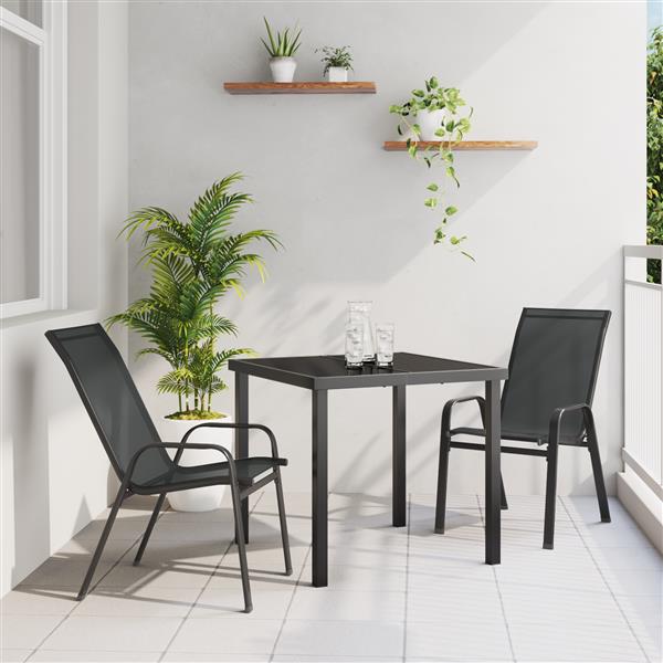 Grote foto vidaxl 3 delige tuinset textileen en staal zwart tuin en terras tuinmeubelen