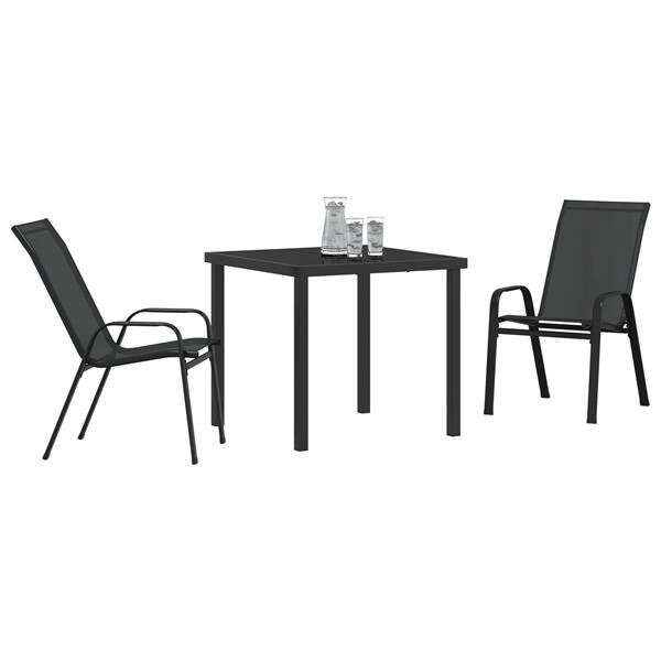 Grote foto vidaxl 3 delige tuinset textileen en staal zwart tuin en terras tuinmeubelen