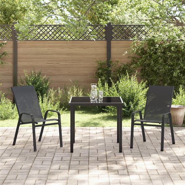 Grote foto vidaxl 3 delige tuinset textileen en staal zwart tuin en terras tuinmeubelen