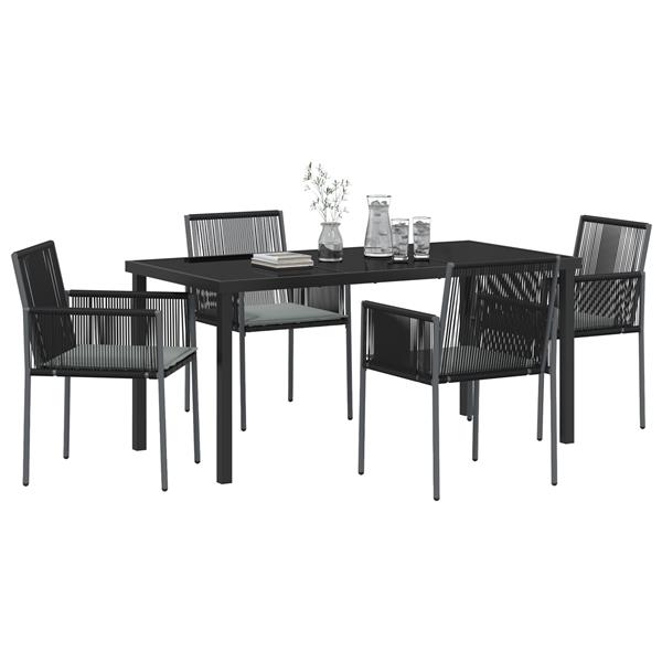 Grote foto vidaxl 5 delige eetset voor in de tuin met kussens zwart poly rattan tuin en terras tuinmeubelen