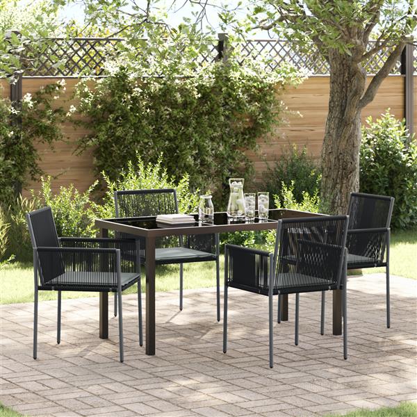 Grote foto vidaxl 5 delige tuinset met kussens zwart poly rattan tuin en terras tuinmeubelen