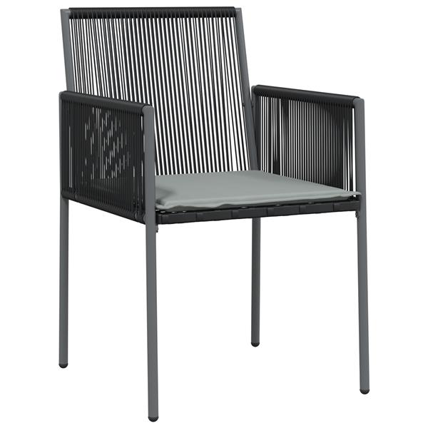Grote foto vidaxl 3 delige tuinset met eettafel en kussens zwart poly rattan tuin en terras tuinmeubelen