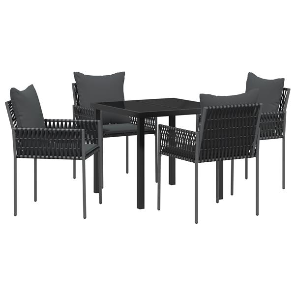 Grote foto vidaxl 5 delige tuinset met kussens zwart poly rattan tuin en terras tuinmeubelen