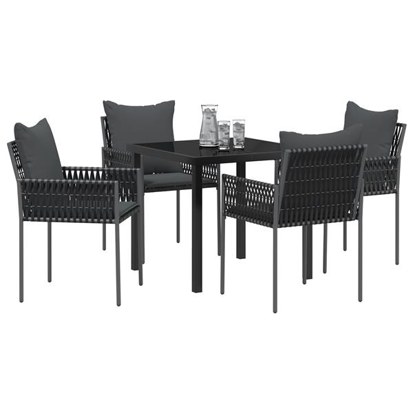Grote foto vidaxl 5 delige tuinset met kussens zwart poly rattan tuin en terras tuinmeubelen