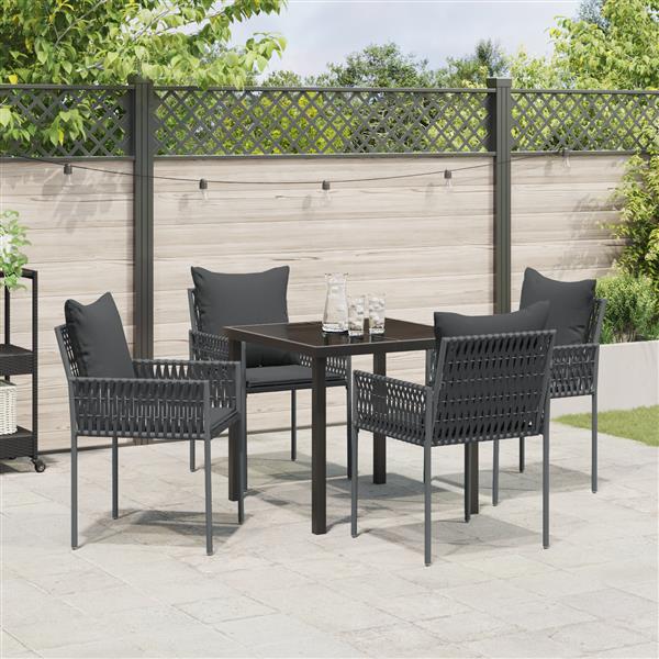 Grote foto vidaxl 5 delige tuinset met kussens zwart poly rattan tuin en terras tuinmeubelen