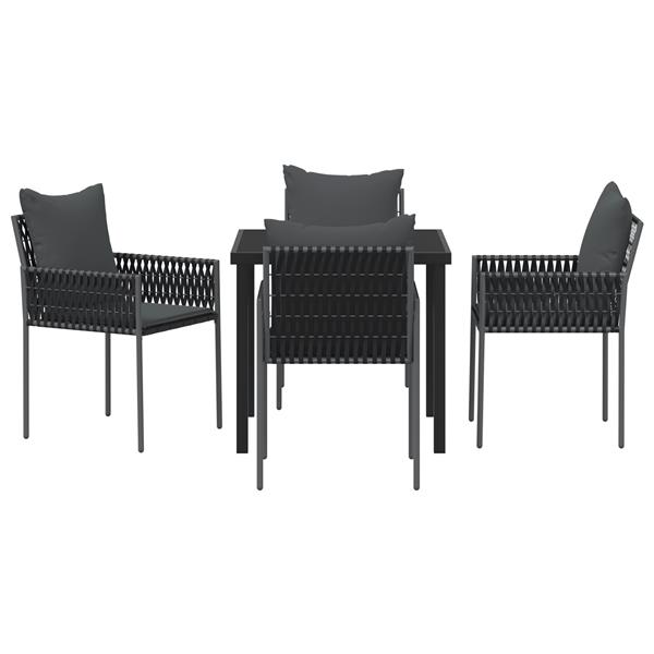 Grote foto vidaxl 5 delige tuinset met kussens zwart poly rattan tuin en terras tuinmeubelen