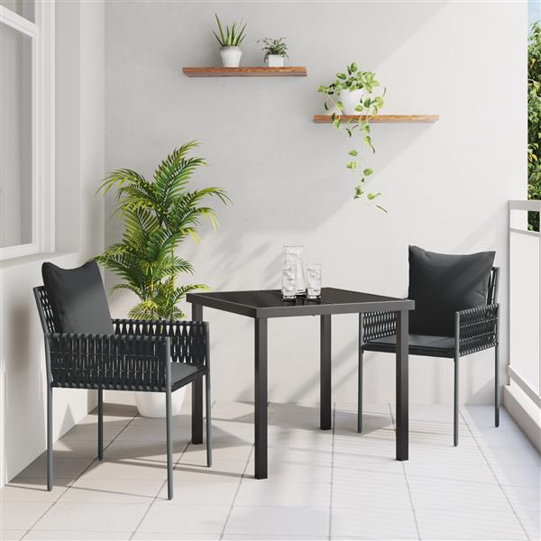 Grote foto vidaxl 3 delige tuinset met kussens zwart poly rattan tuin en terras tuinmeubelen
