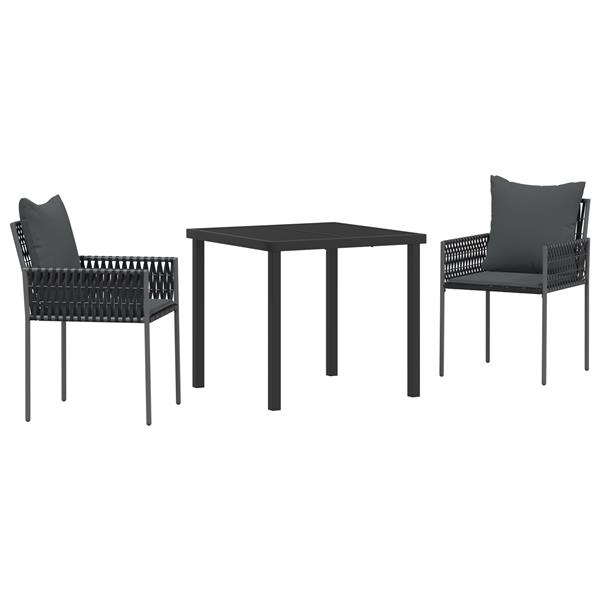 Grote foto vidaxl 3 delige tuinset met kussens zwart poly rattan tuin en terras tuinmeubelen