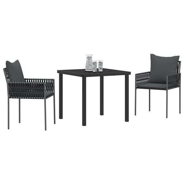 Grote foto vidaxl 3 delige tuinset met kussens zwart poly rattan tuin en terras tuinmeubelen