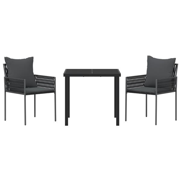 Grote foto vidaxl 3 delige tuinset met kussens zwart poly rattan tuin en terras tuinmeubelen