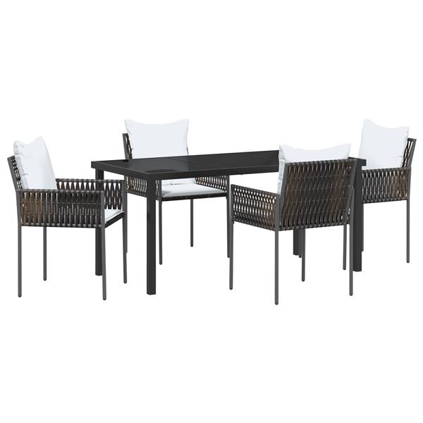 Grote foto vidaxl 5 delige tuinset met kussens bruin poly rattan tuin en terras tuinmeubelen