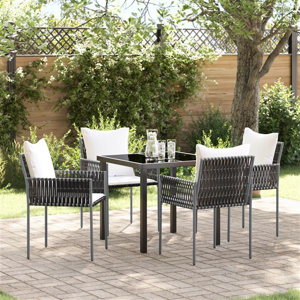 Grote foto vidaxl 5 delige tuin eetset met kussens bruin poly rattan tuin en terras tuinmeubelen