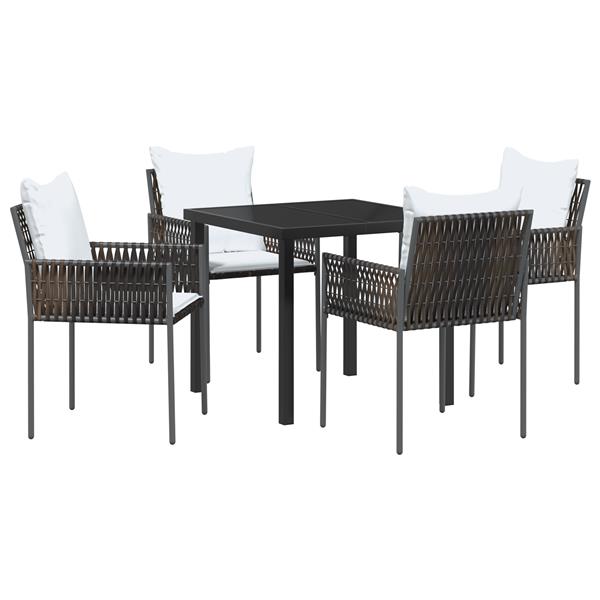 Grote foto vidaxl 5 delige tuin eetset met kussens bruin poly rattan tuin en terras tuinmeubelen