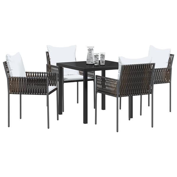 Grote foto vidaxl 5 delige tuin eetset met kussens bruin poly rattan tuin en terras tuinmeubelen