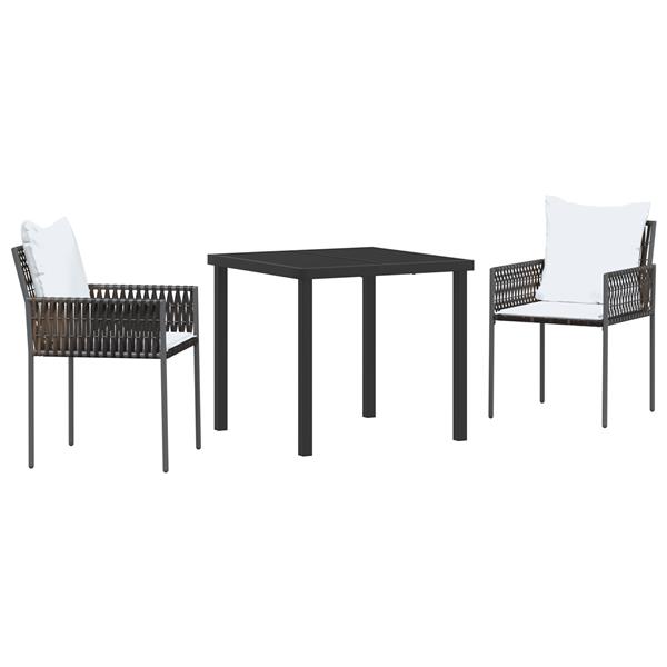 Grote foto vidaxl 3 delige tuinset met kussens bruin poly rattan tuin en terras tuinmeubelen