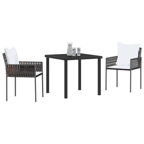 Grote foto vidaxl 3 delige tuinset met kussens bruin poly rattan tuin en terras tuinmeubelen