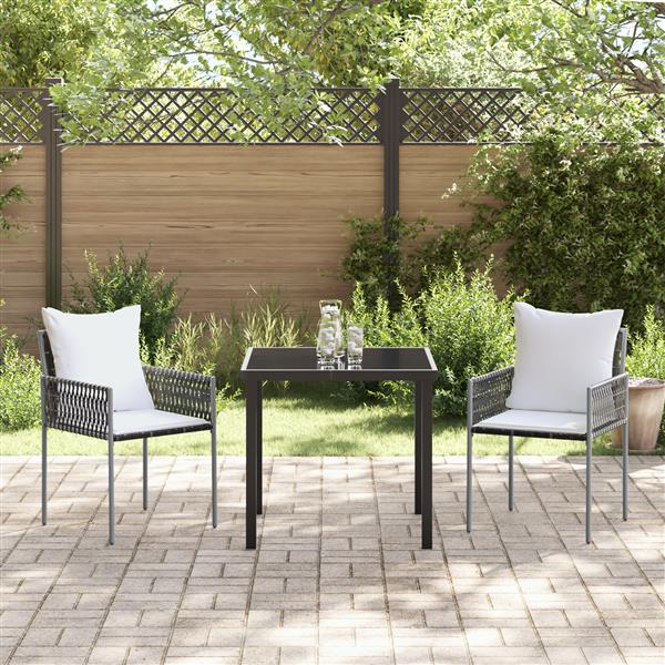 Grote foto vidaxl 3 delige tuinset met kussens bruin poly rattan tuin en terras tuinmeubelen