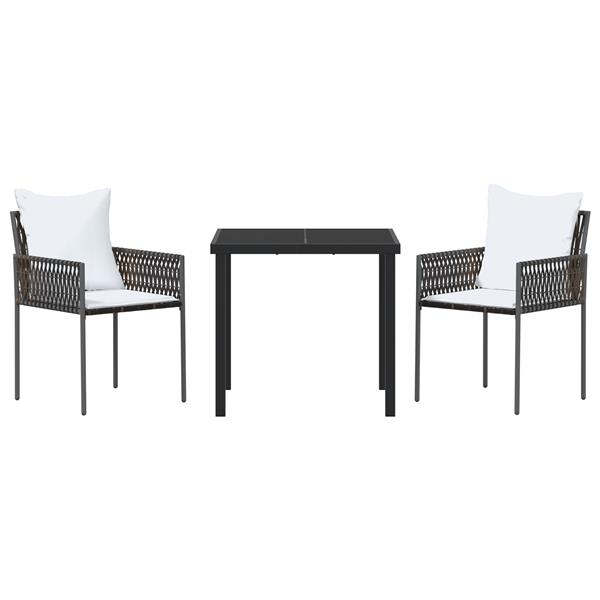 Grote foto vidaxl 3 delige tuinset met kussens bruin poly rattan tuin en terras tuinmeubelen