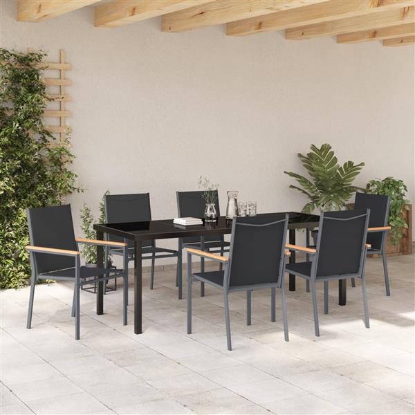 Grote foto vidaxl 7 delige tuinset zwart textilene en staal tuin en terras tuinmeubelen
