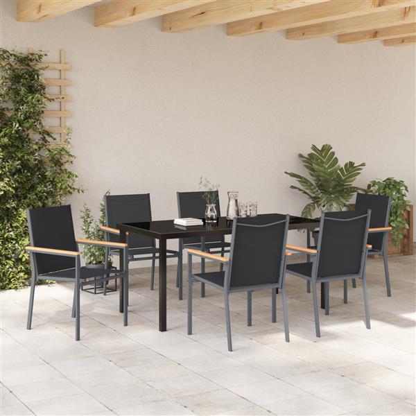 Grote foto vidaxl 7 delige tuinset zwart textilene en staal tuin en terras tuinmeubelen