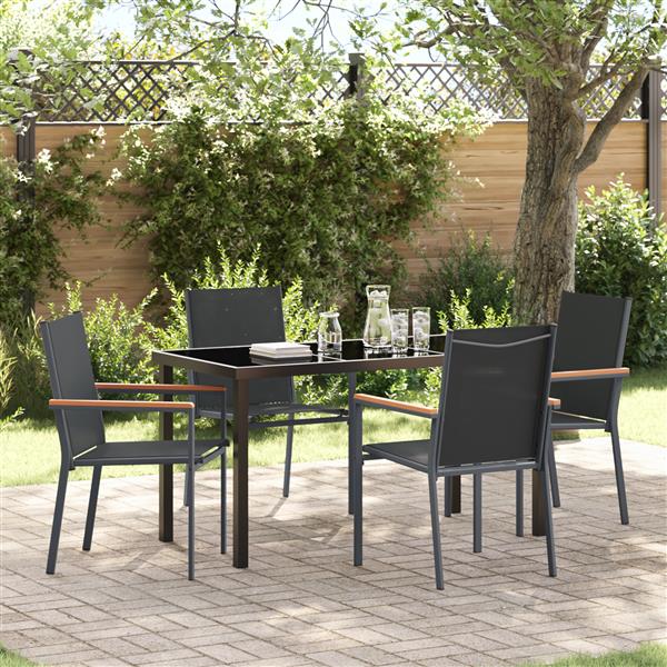 Grote foto vidaxl 5 delige tuinset zwart textilene en staal tuin en terras tuinmeubelen