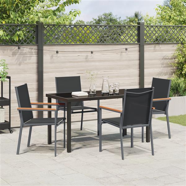 Grote foto vidaxl 5 delige tuinset zwart textilene en staal tuin en terras tuinmeubelen