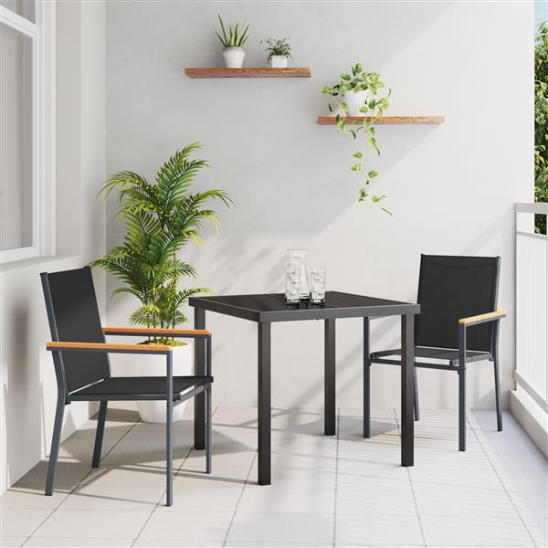 Grote foto vidaxl 3 delige tuinset zwart textilene en staal tuin en terras tuinmeubelen